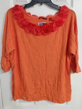 Orange Floral Collar Blouse